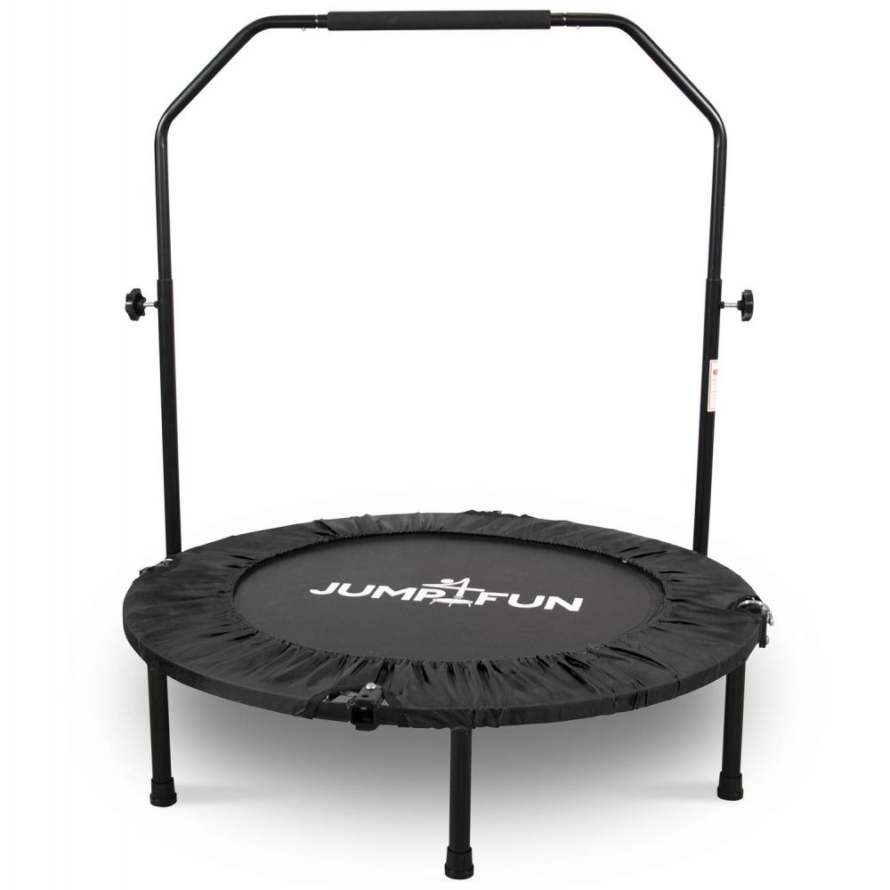 Mini trampoline de fitness pliable avec barre réglable en hauteur diamètre  101 cm jusqu'à 150 kg usage intérieur extérieur trampoline de gym aérobic  pour adultes et enfants
