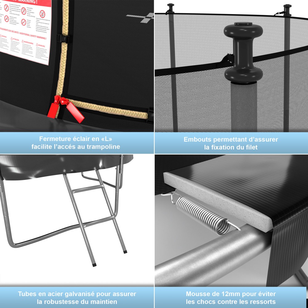 Trampoline de jardin ø 305 cm- 10FT- Filet intérieur, Matelas de protection  et Echelle - La Poste