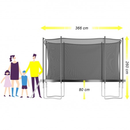 Trampoline extérieur 360 cm - filet de sécurité + matelas de protection + echelle - norme EU