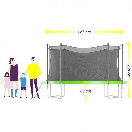 Trampoline extérieur 430 cm - filet de sécurité + matelas de protection + echelle - norme EU