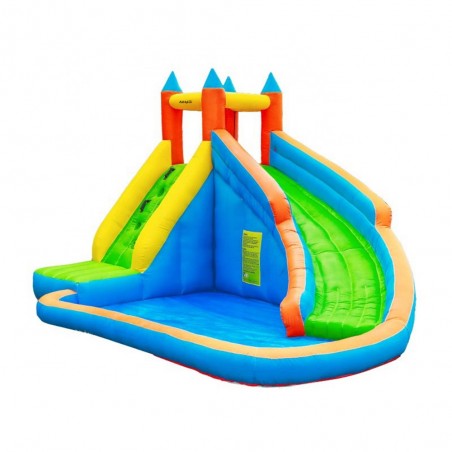 Château Aquatique Gonflable pour enfants 4m - Aire de jeux avec Escalade, Tobbogan et Piscine