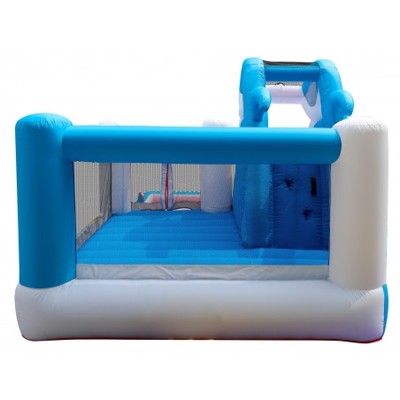 Château Aquatique Gonflable pour enfants 4,80m - Aire de jeux avec Toboggan et Piscine - Sharky Bay