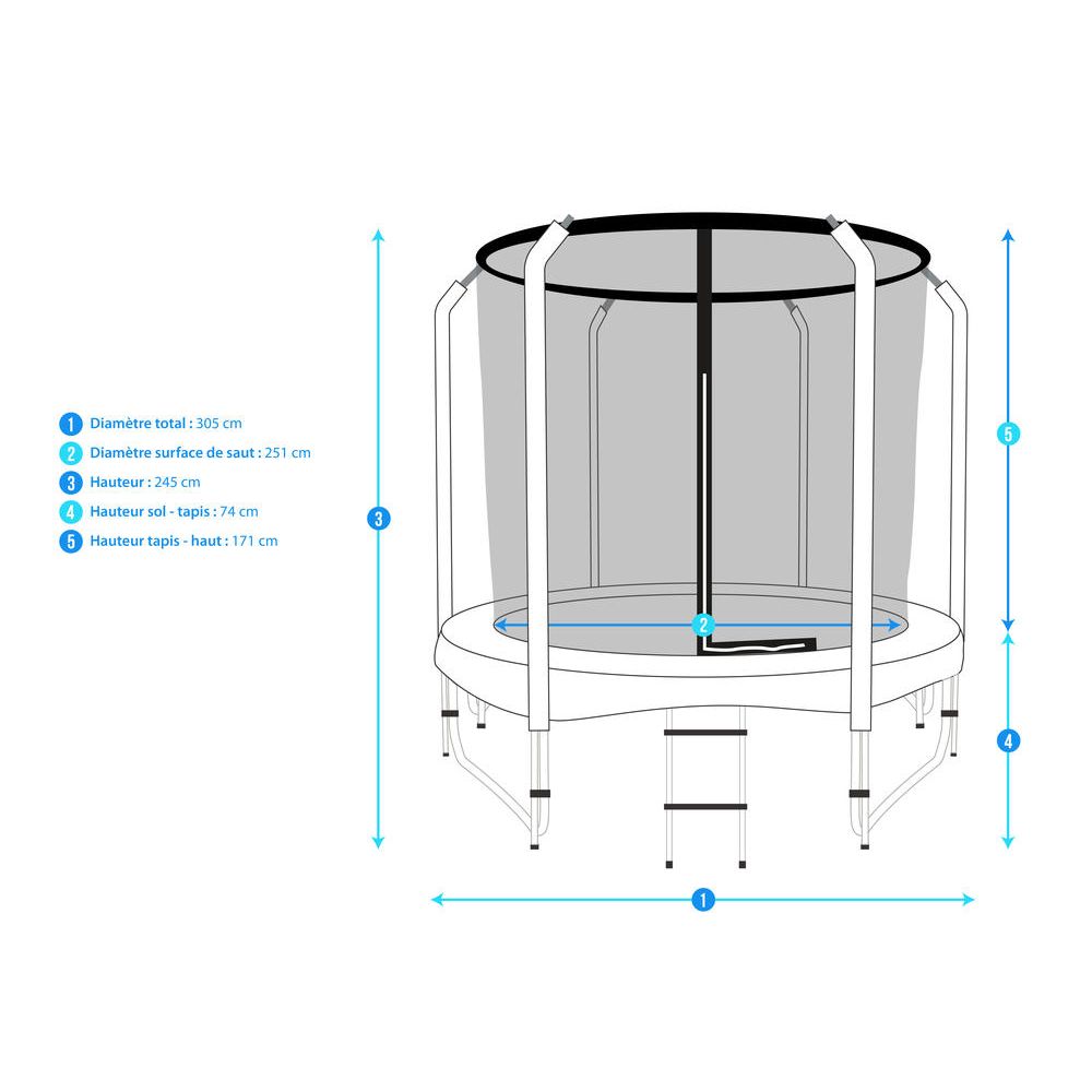 Trampoline Semi-Pro Jump4fun 10FT-305cm Noir